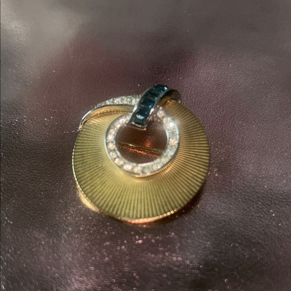 Marcel Boucher Circle Twist Gold Tone and Rhinestone Brooch #46000